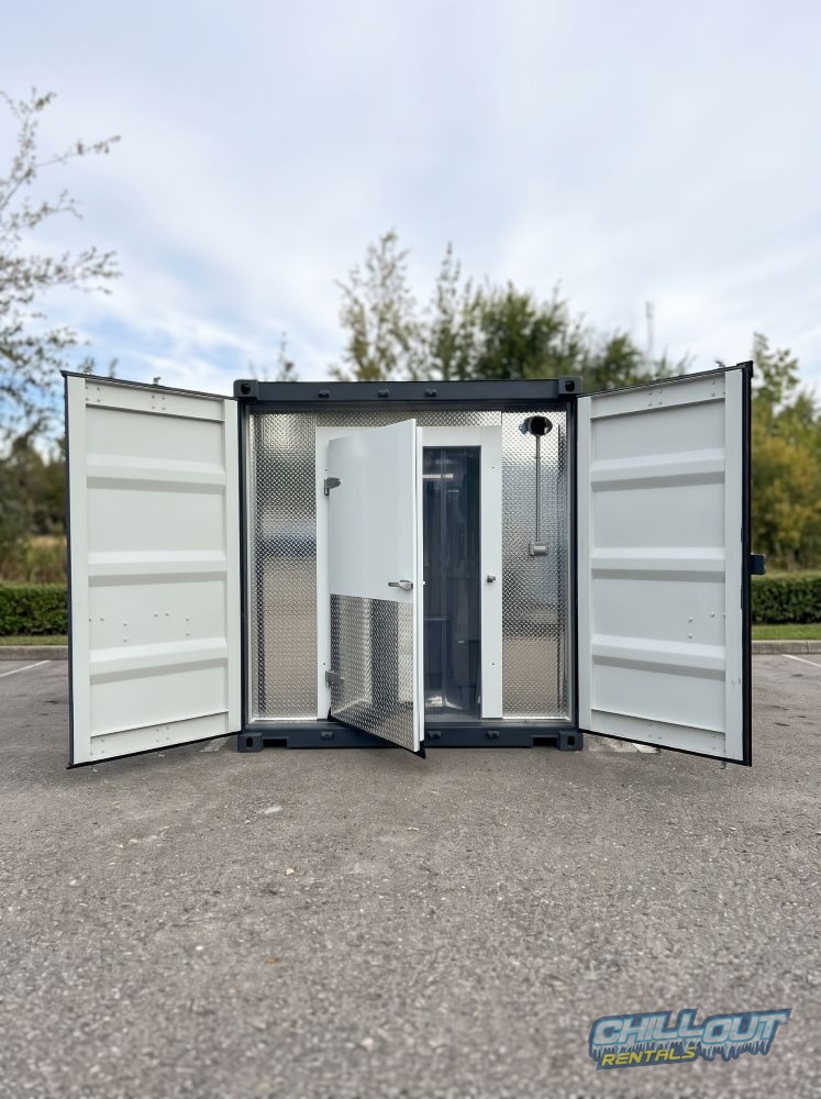 Dual container outside view with doors open